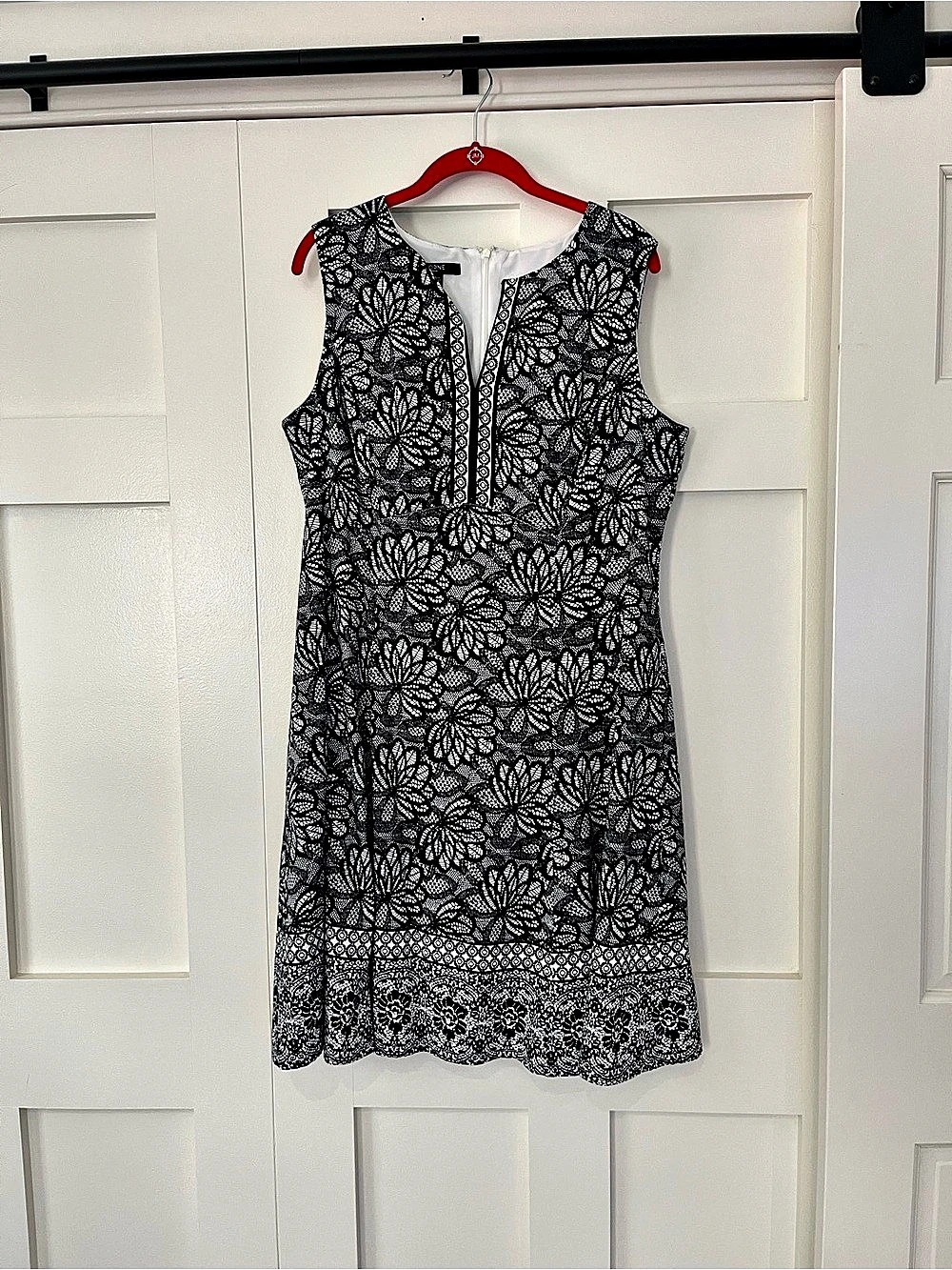 ADRIENNE Floral Mini Dress in Black & White Size 16W Like New